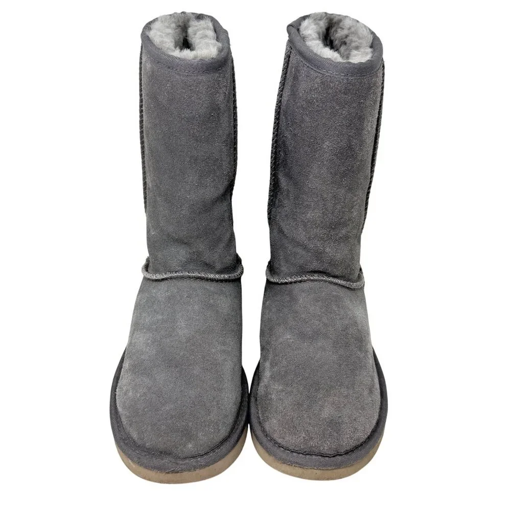 Koolaburra Koola Short By UGG Womens Gray Suede Winter Sheep Fur Boots Boho Sz 5